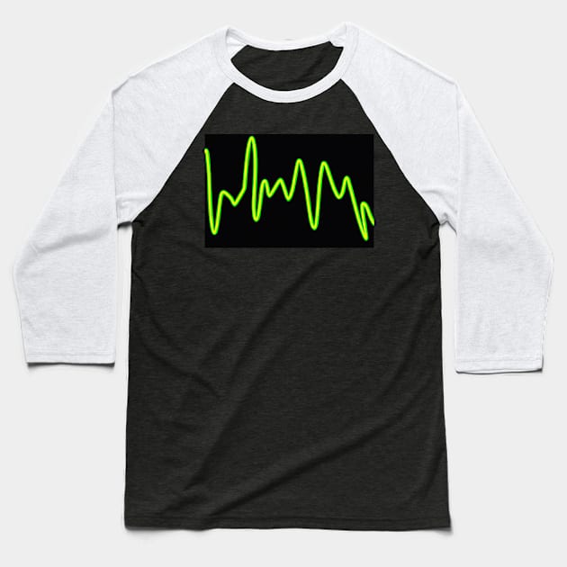 Neon Green ZigZag Line Pattern Baseball T-Shirt by Boztik-Designs